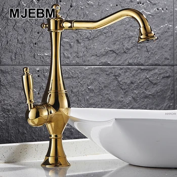 

New Arrival European Retro Style and Gold Surface Kitchen Faucet Bathroom Basin Faucet By Brass Sink Faucet Water Mixer Tap