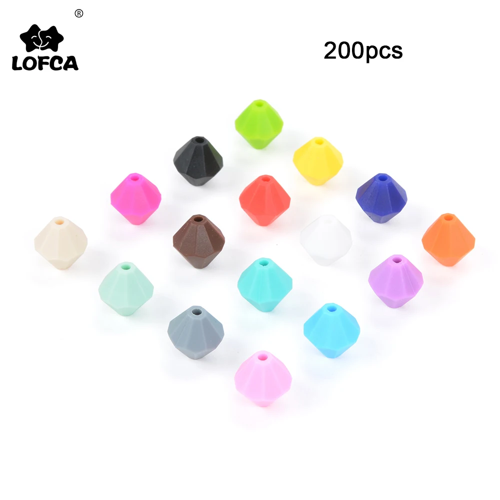 LOFCA 200pcs Baby Diamond Teethers Silicone Beads BPA Free Food Grade For Necklace Teething Beads Soft Chewable Nursing Toy DIY