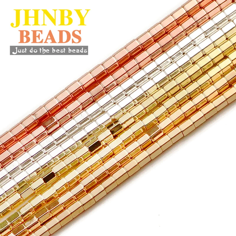 

JHNBY 3mm Hexagon Cylinder Gold Hematite Natural Stone accessories Spacer Loose Beads For Jewelry Making Diy bracelets Findings