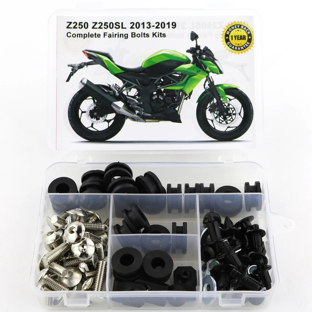 Для Kawasaki Z250 Z250SL 2013 полный обтекатель Болты Комплект винтовые клипсы гайка покрытия болт Сталь - Цвет: Silver