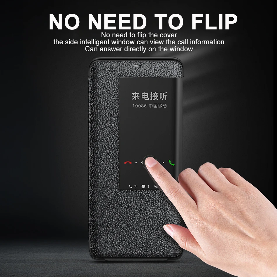 Genuine Leather Flip Cover Case Original Mirror Smart Touch View Wake Sleep Up Protection For Huawei Mate 20 Pro Mate 2Pro