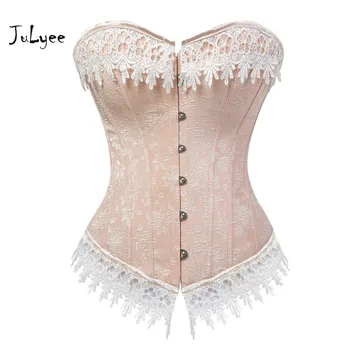 

JULYEE Women's Solid Shapers Corset Strapless Print Bandage Patchwork Lace Hemline Palace Slim Body Shape Tops