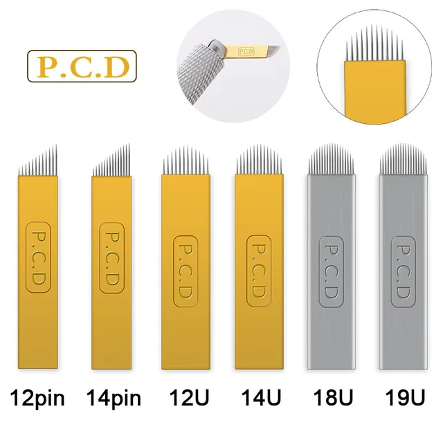500 Pcs 18 Pin Needle U Shape Eyebrow Tattoo Agulha Microblading Blades For Permanent Makeup Manual Pen 3D Eyebrow Embroidery - Габаритные размеры: PCD