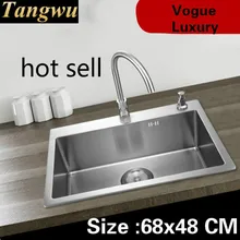 Домашняя мини мойка овощей высокой емкости, роскошная кухня 304 из нержавеющей стали, ручная раковина одинарная мойка 68x48 см