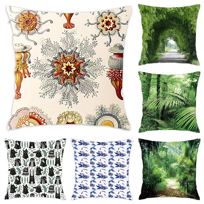 [Douladou] декоративные цветочные природа подушки CoverPillow чехол полиэстер Декоративная Подушка Чехол радужной расцветки Подушка Чехол размером 45*45 см