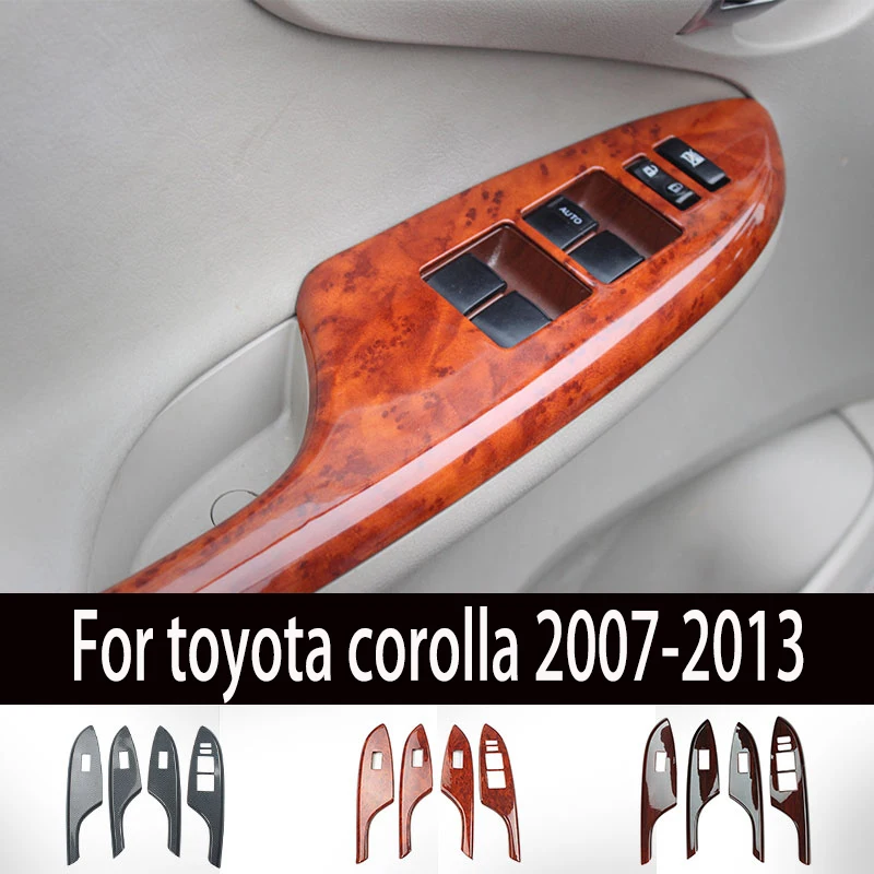 Для toyota corolla 2007-2013 для панели управления окон стекло подъемника переключатель крышки протекторы отделка автомобиля украшения авто аксессуары