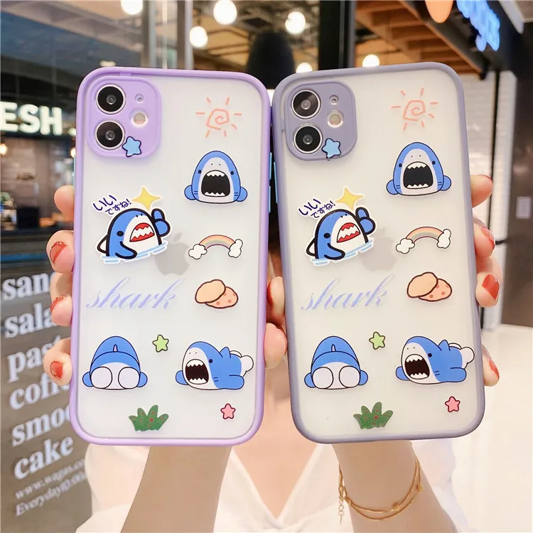 

Cartoon mr shark kawaii japanese Phone Case For iPhone 11 Pro Max case Cute soft cover For iPhone XS XR X 7 8 Plus 7Plus SE Case