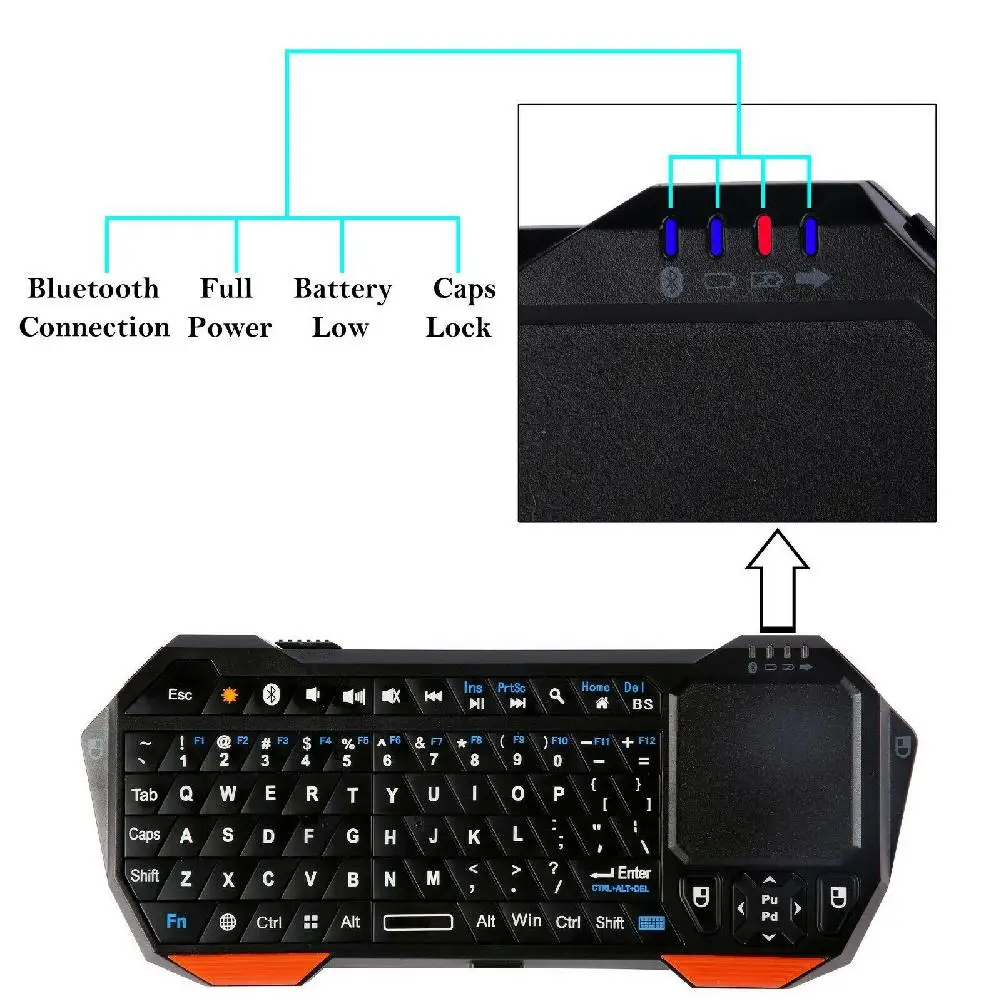 LumiParty мини Bluetooth клавиатура с сенсорной панелью для смартфона ТВ проектор Совместим с Android, IOS, windows