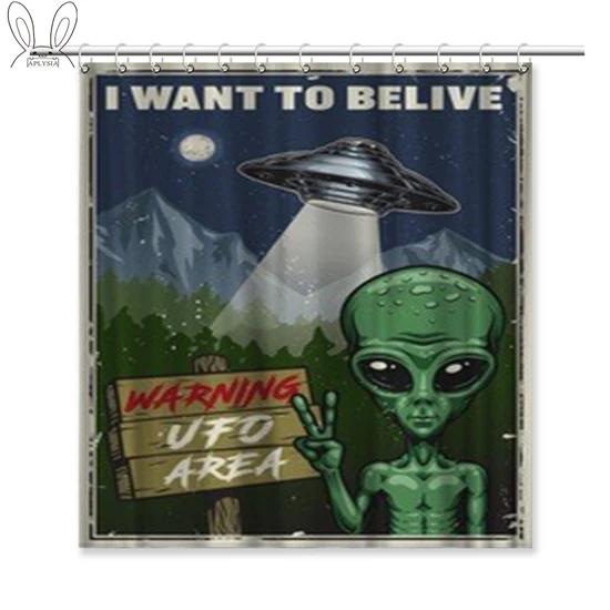 Aplyasia Alien занавеска для душа из полиэфирной ткани водонепроницаемая 72x72 дюйма удлиненная UFO декоративная занавеска с крючками для ванной комнаты - Цвет: 18