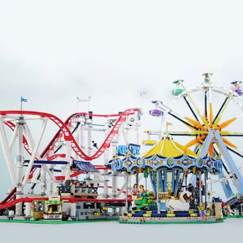 

Creator Expert City Street View Ferris Wheel Carousel Roller Coaster Sets Model Building Kits Blocks Bricks Toys For Children