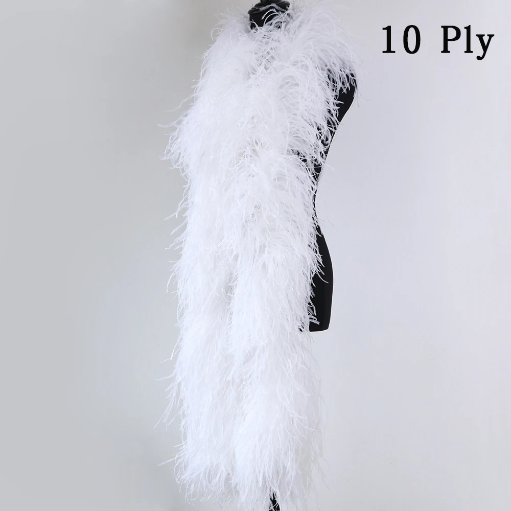 WCFeatherS 2meters Fluffy Ostrich Feathers Boa Feather Fringes Strips Shawl  Wedding Dress Decoration Custom Color Thickness