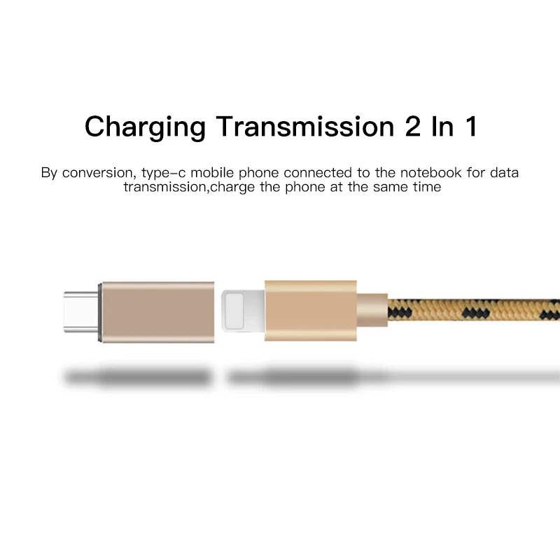 ! ACCEZZ 2 шт. Тип C адаптер Мужской до 8 Pin женский USB быстрой зарядки Разъем
