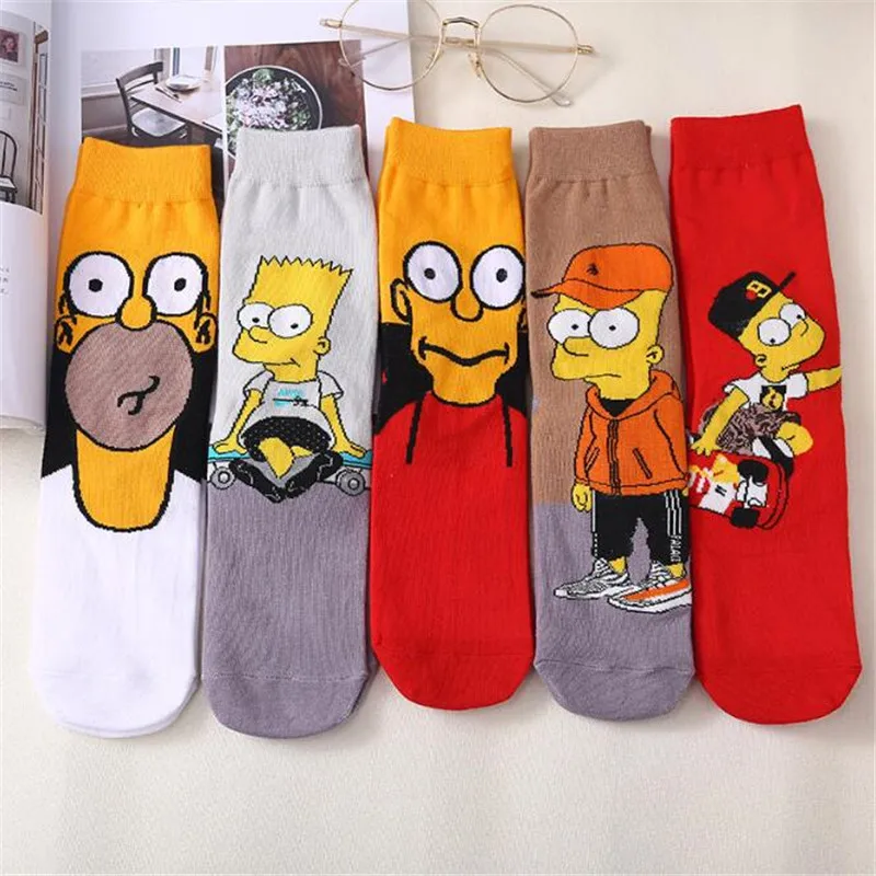 Милые носки с изображением героев мультфильма «Улица Сезам»; Kawaii; теплые зимние носки для девочек; забавные женские хлопковые носки с симпсонами; Kawaii Meias