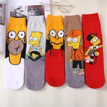 Милые носки с изображением героев мультфильма «Улица Сезам»; Kawaii; теплые зимние носки для девочек; забавные женские хлопковые носки с симпсонами; Kawaii Meias