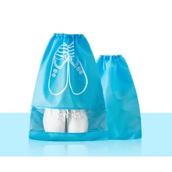

10 Pcs Portable Shoe Bags Waterproof Dust-proof Drawstring Bag Travel Shoe Storage Bags Pouch Organizer with Transparent Window