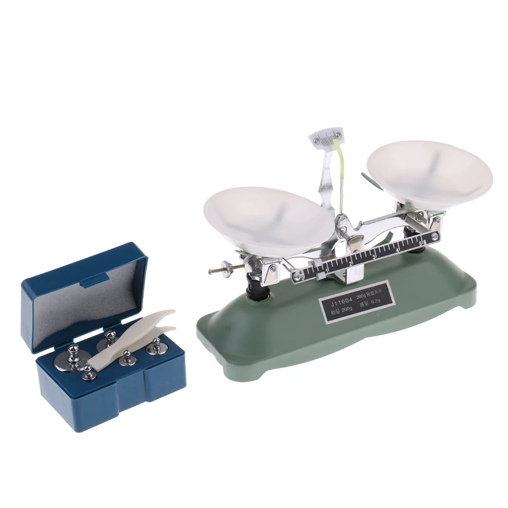  Lab Table Balance Scale W/Wieghts 5g10g2050g100g School Physics Tool