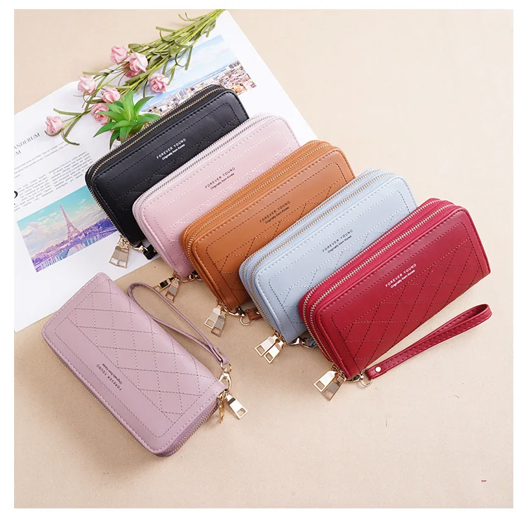 Women Long Wallets Double Zipper Clutches Purse Big Letter Fashion