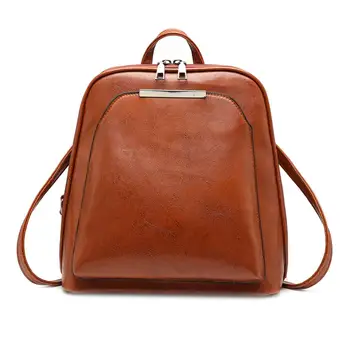 

Vintage Oil Wax Leather Backpack Women Travel Satchel Casual Shoulder School Bagpack for Teenage Girls Female Back pack mochila
