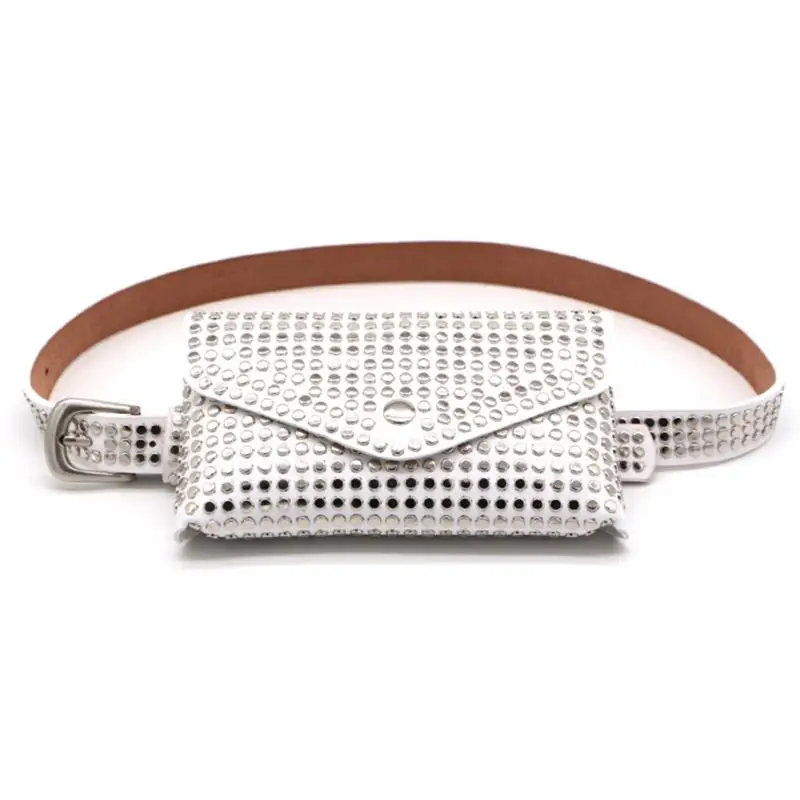 Fashion Designer Rivets Waist Pack Luxury Fanny Pack Small Women Waist Bag Phone Pouch Punk Belt Bag Purse Can Also Be A Belt