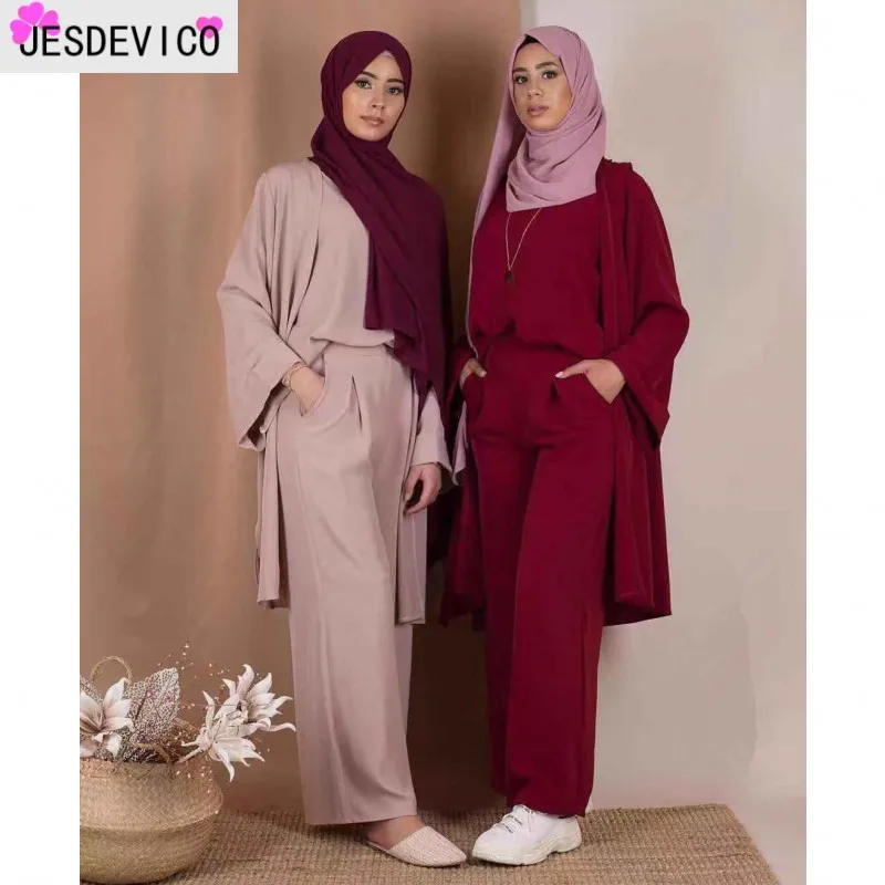 

2019 New Abaya Muslim Women Sets Middle East Office Commuting OL 3-piece suit Suits Turkey Robe Dubai Arab Gown Casual Suit