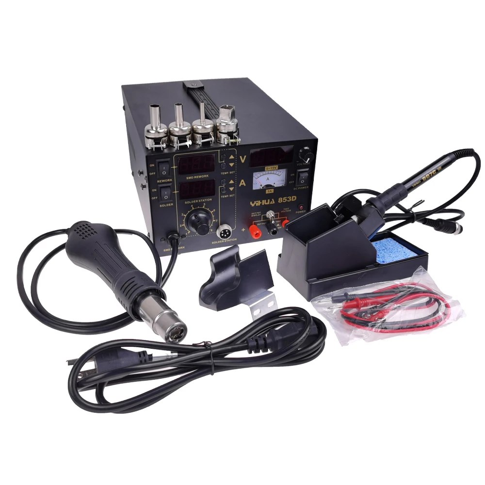 

Hot air welding table three-in-one hot air welding table with power supply of 30V 5A AC220V/110V YIHUA 853D