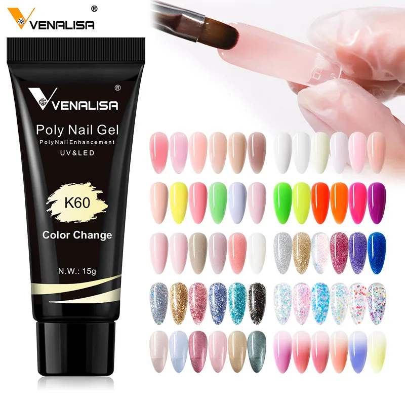 

Venalisa Poly Nail Gel 15ml New Nail Manicure Funny Bunny Color Opal Jelly Gel Nail Quick Building Camouflage Semi Permanent Gel