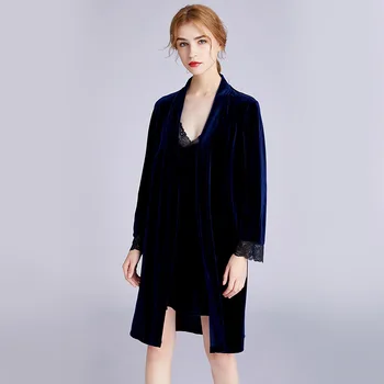 

Strap Top 2PCS Robe Gown Sets Sexy Female Kimono Bathrobe Sleepwear Nightwear Lingerie Autumn New M-XL Lounge Home Wear