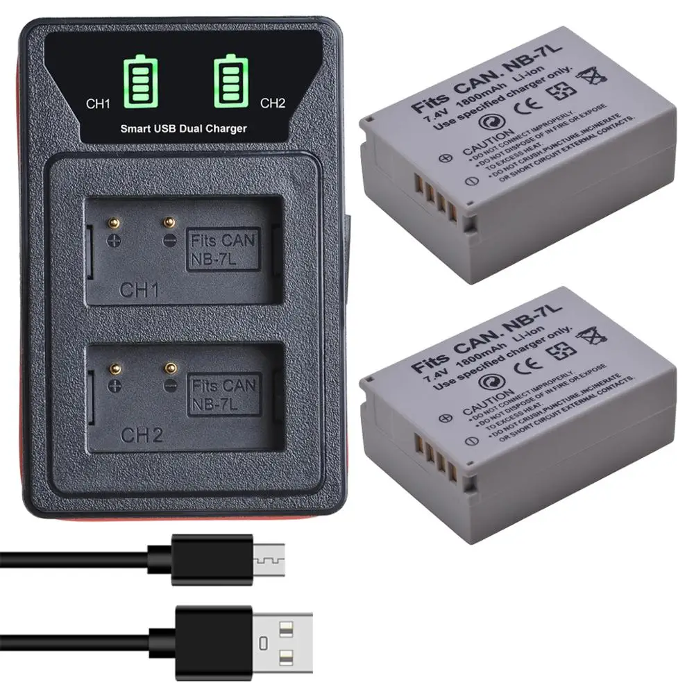 Carregador Usb Duplo com Porta tipo c para Canon Powershot 1800mah Nb7l nb 7l Nb7l Led G10 G11 G12 Sx30 Sx30is Unidades - Image 3