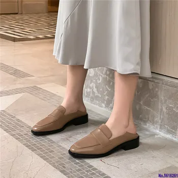 

New Women Party Prom Square Heeled Pumps Spring Summer Basi Concise Pumps Cow Leather Brand Round Toe 2020 Shoes Woman