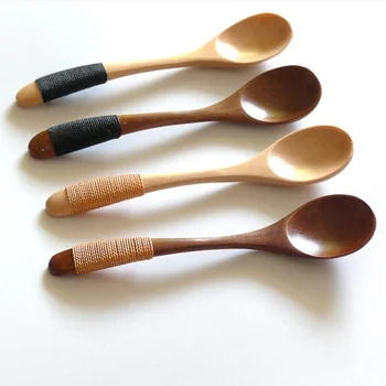 

1Pcs Wooden Spoon Japanese Style Teaspoon Catering 13.5*3cm Baby Rice Ladle Kitchen Accessories Anti-skid Cooking Utensil