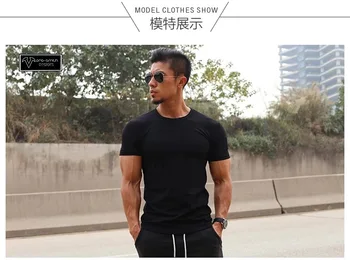 

JS873J-Workout fitness men Short sleeve t shirt men thermal muscle bodybuilding wear compression Elastic Slim exercise clothing