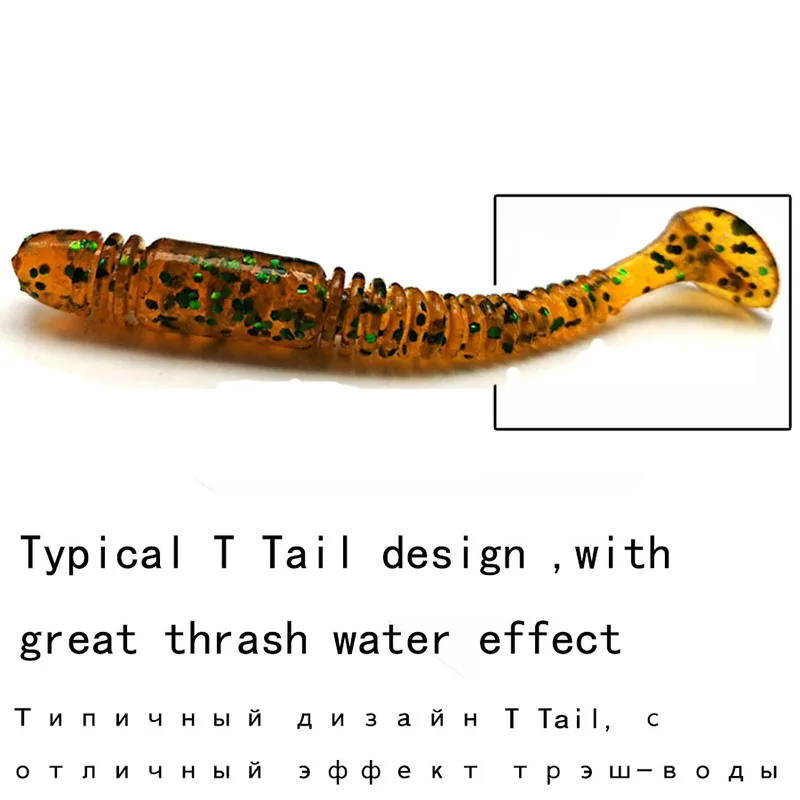 50 шт. T приманка Tail Grub червь джиг поддельные/карп/Искусственный/силикон/мягкие