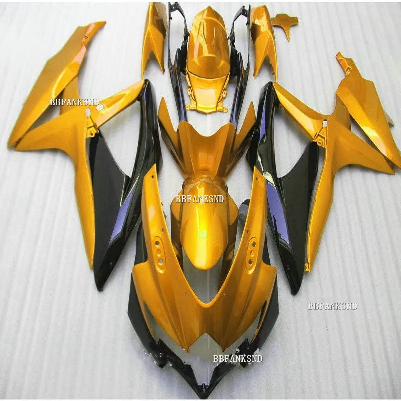 ABS Обтекатели комплект подходит для SUZUKI GSXR600 GSXR750 08 09 10 R600 R750 K8 GSXR 600 750 2008 2009 2010 Черный
