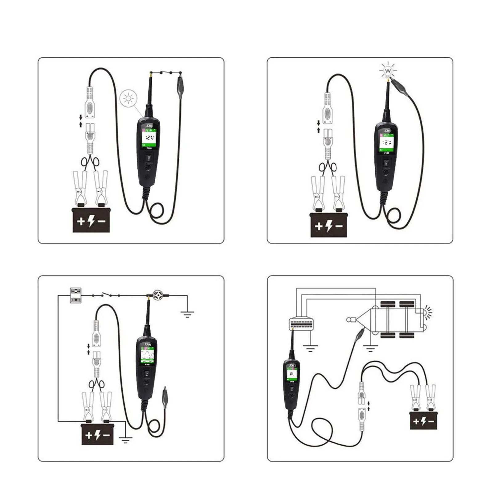 12/24V Car Electric Circuit Tester Power Probe Circuit Tester Voltage Detector Device Diagnostic Tool For Truck Trailer Auto 12/24V Car Electric Circuit Tester Power Probe Circuit Tester Voltage Detector Device Diagnostic Tool For Truck Trailer Auto