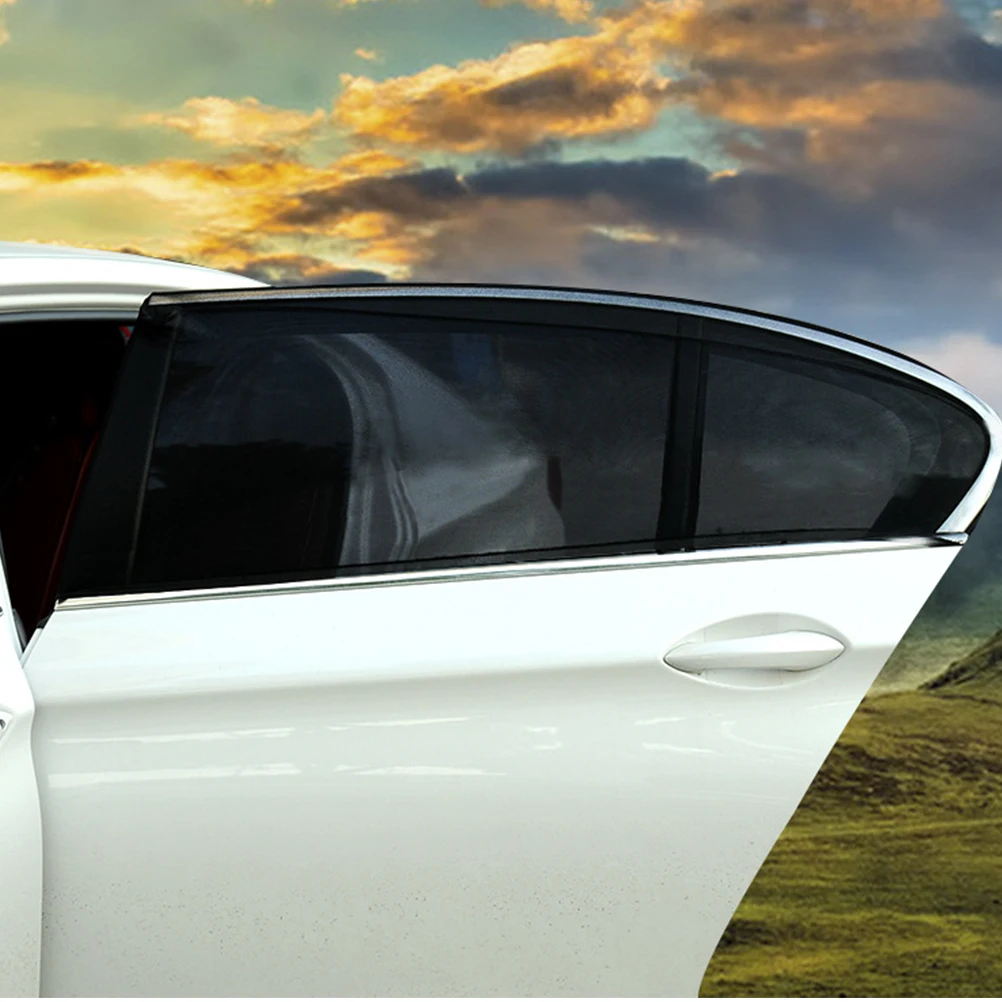 

2pcs 90x40cm Car Window Shade UV Protection Screen Mesh Curtain Rear Side Window Curtain Sunshade Cover