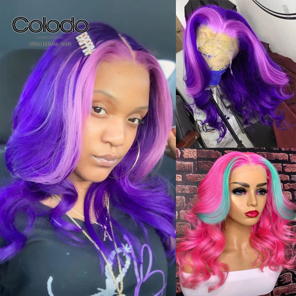 Purple Highlight Wig Human Hair Ombre Lace Front Wig Remy Pink Wig Pre  Plucked Lace Front Human Hair Wigs with Baby Hair COLODO|Human Hair Lace  Wigs| - AliExpress