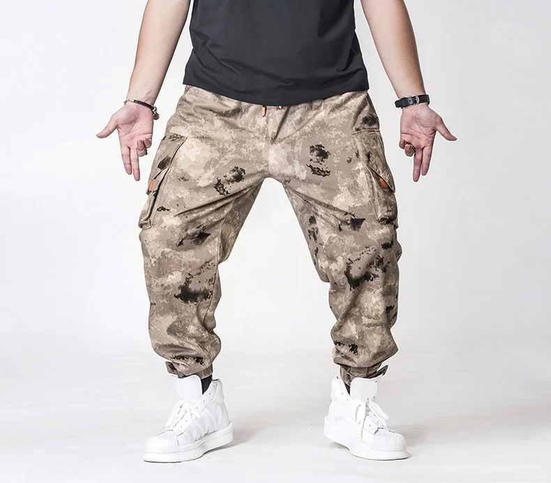 Камуфляжные мужские брюки карго, 6XL, 7XL, Брюки с карманами для улицы, Осенние хипстерские брюки, плюс размер, большие 48 цвета хаки, крутые брюки