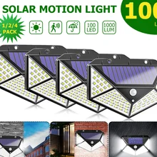 4/Redmi 2/1 шт. 100 светодиодный солнечный светильник Открытый Солнечный лампа на солнечных батареях солнца светильник 3 режима движения PIR Сенсор для украшения сада Уолл-стрит