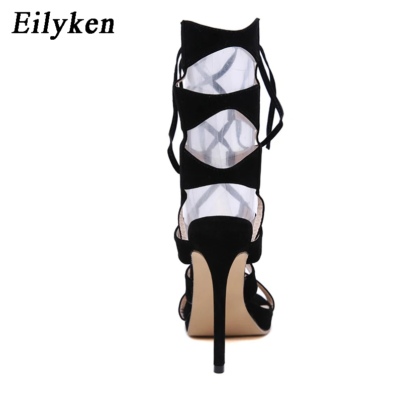 Kopen Eilyken Nieuwe Gladiator Cross Gebonden Laarzen Sandalen Club Platform Sexy Peep Toe Sandalen Vrouwen Hoge Hakken 12.5 Cm herfst Party Boo