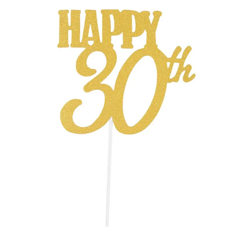 

1pc Gold Happy 30th Topper Glitter Silhouette Wedding Cake Topper Wedding/Birthday/Party Cake Topper Cake Decoration