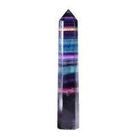 Natural Colorful Crystal tower Rainbow Fluorite Point Hexagonal Pyramid Quartz Wand Energy Ornament Diy Gift 1