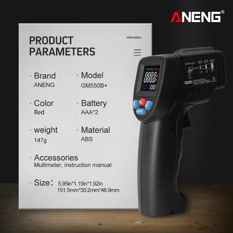 ANENG GM550B+ VA цветной ЖК цифровой инфракрасный термометр на лоб пистолет