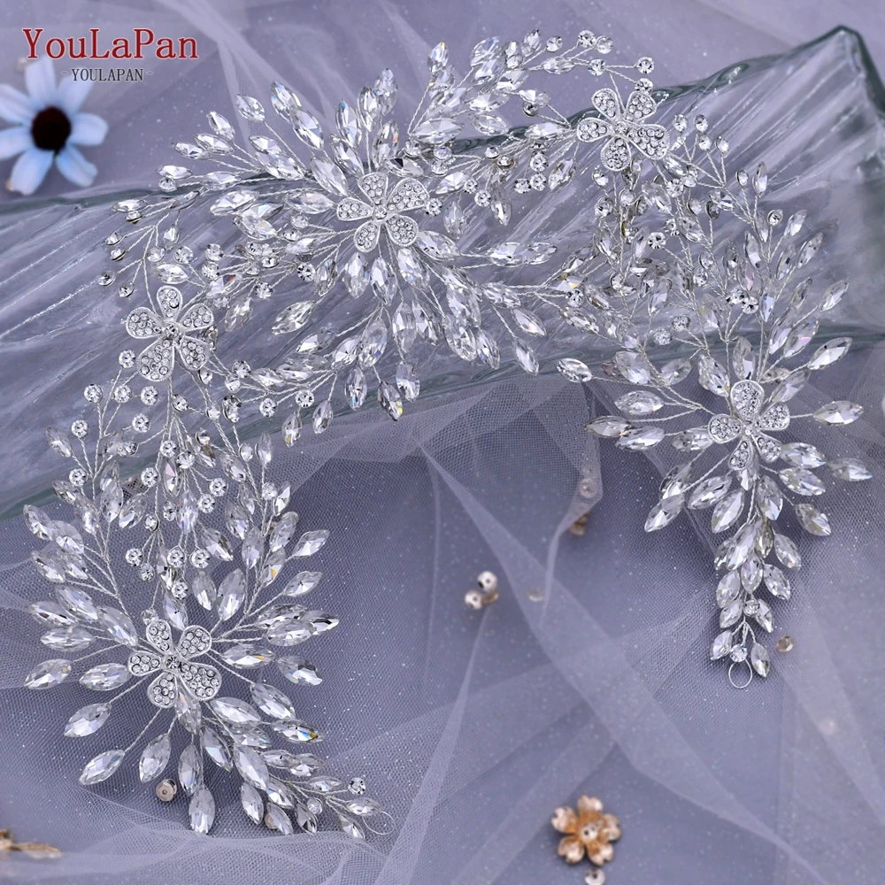 YouLaPan Cathedral Wedding Tiara Luxurious Rhinestone Headband Alloy Flower Headpiece Handmade Bridal Hair Accessories HP390