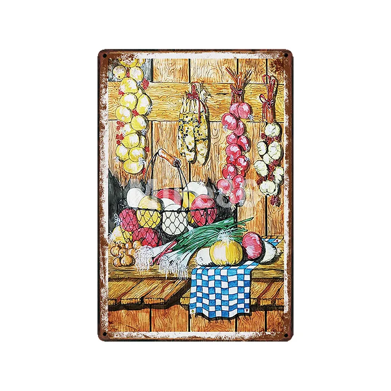 [Mike86] кухня прачечная цветы птица сад фрукты металлический знак винтажный магазин рисунок на железной поверхности в стиле ретро плакат искусство 20*30 см LT-1889