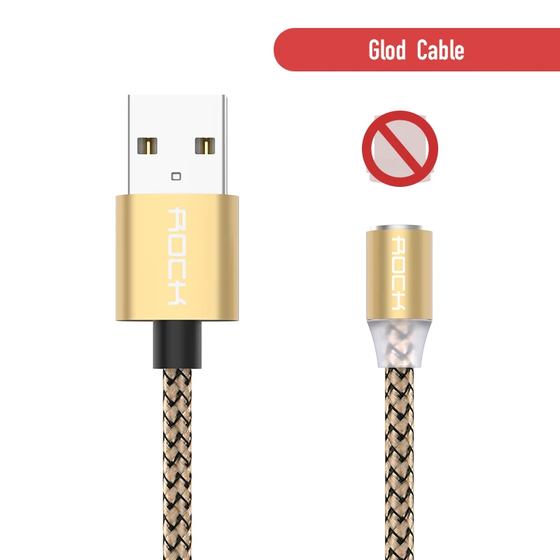ROCK Быстрая зарядка Магнитный кабель type C Micro USB быстрая зарядка светодиодный свет для iPhone Xiaomi Redmi Note 7 Pro Магнитный провод для телефона - Цвет: Only Gold Cable