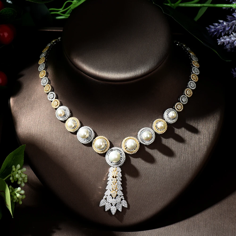 HIBRIDE Beauty Нигерия 2 оттенка CZ Кристалл Свадебные Ювелирные наборы для свадьбы