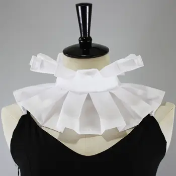 

Womens Vintage Renaissance Cotton Ruffle Fake Collar Victorian White Neck Ruff PXPB