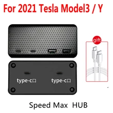 טסלה דגם 3 Y 2022 USB ספליטר רכזת עגינה תחנת מרכז משענת תיבת 27W 4 ב 1 רכזת Extender מטען טסלה 2021 אביזרים