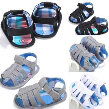 

Baby Boys Sandals Hollow Soft Sole Toddler Crib Shoes Prewalker Sneakers Summer White Black Sandals