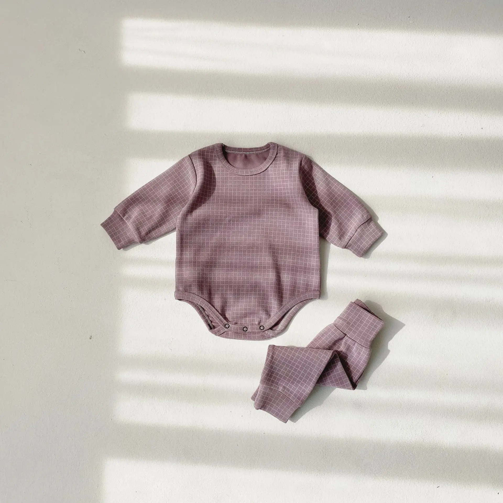 Ins/Корейский пижамный комплект для малышей; комплекты одежды для малышей; пижамы для маленьких мальчиков; комплект из 2 предметов; одежда в клетку - Цвет: as pic